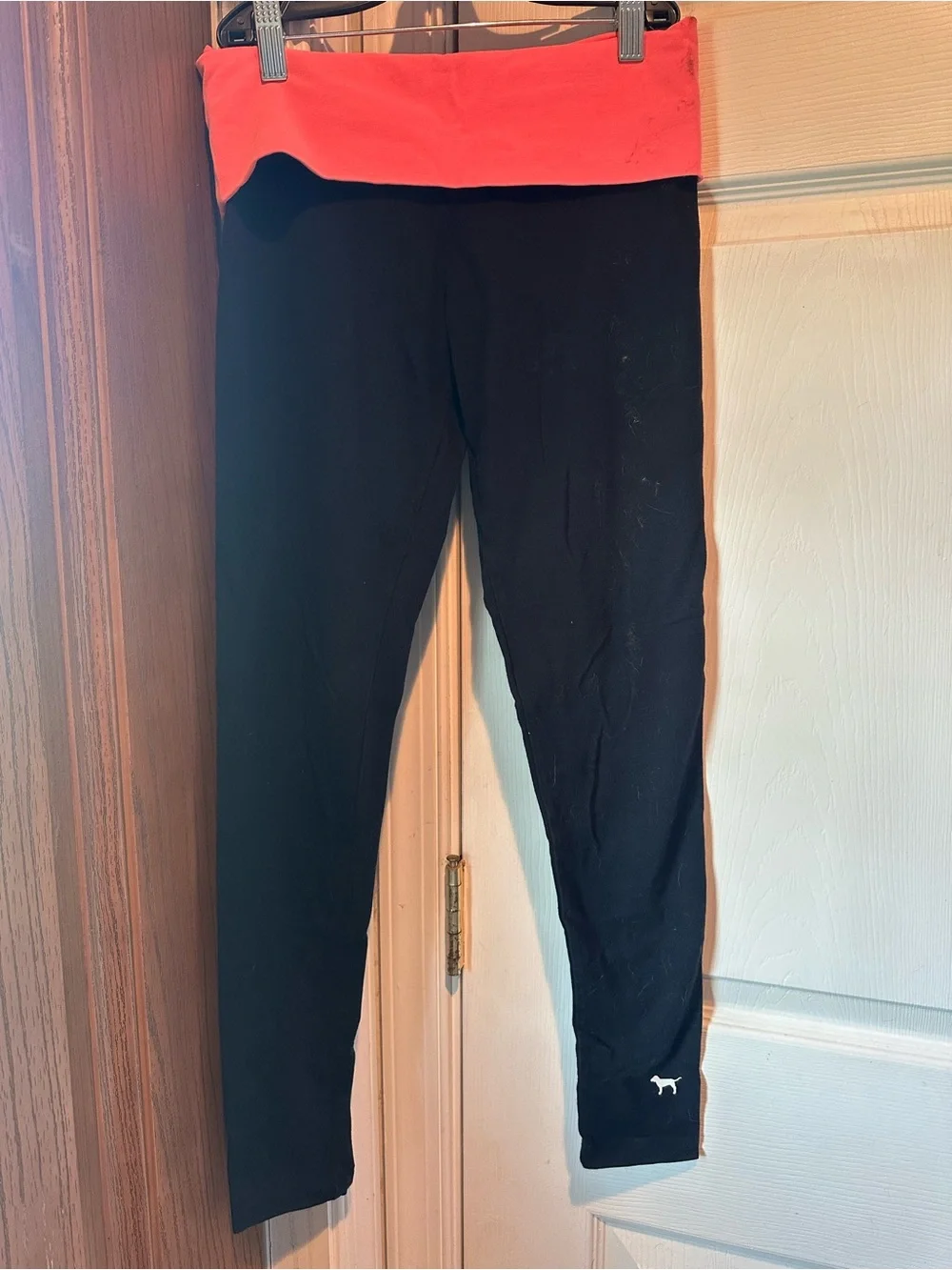 PINK Victoria's Secret Y2K Fold-Over Waist Black Leggings